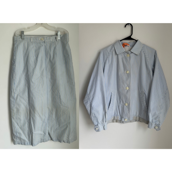 Vintage BURBERRY PRORSUM Skirt and Top Set Striped Made In England